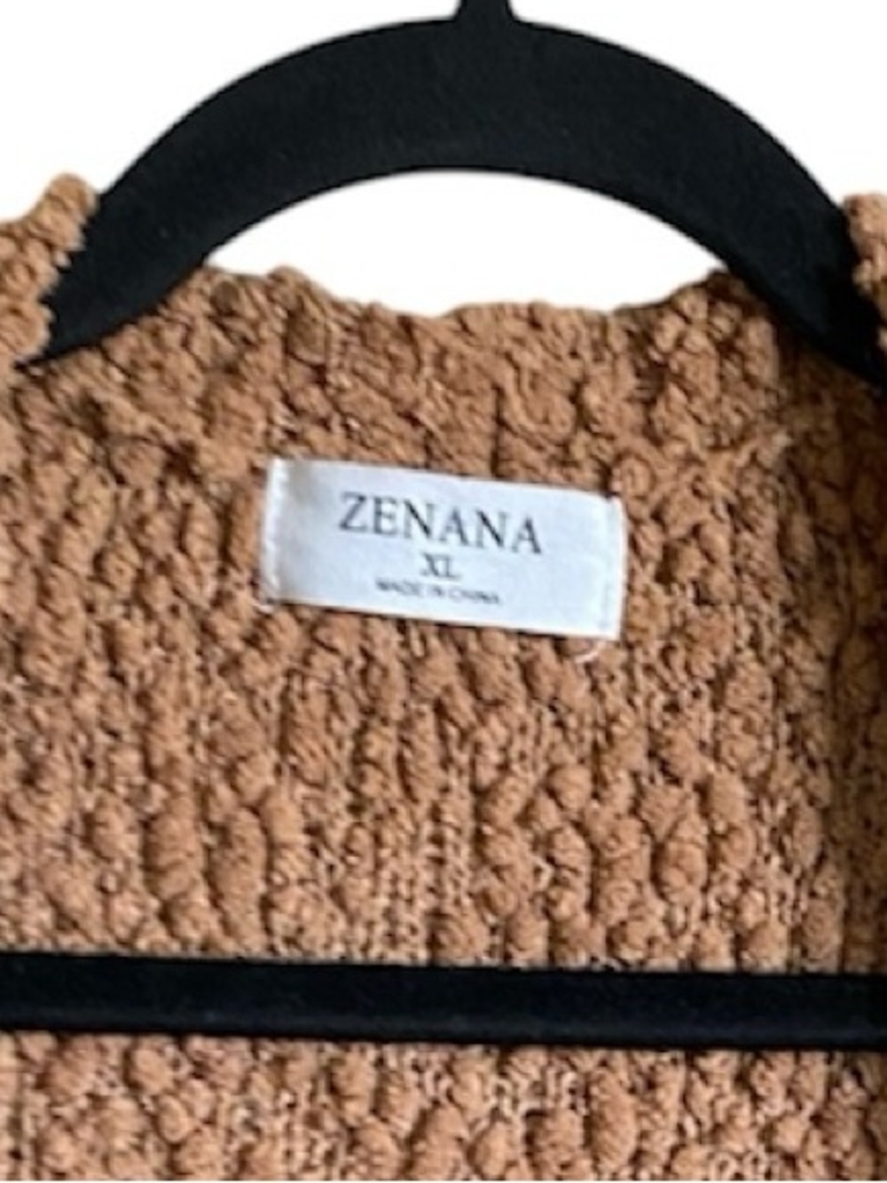 Women’s ZENANA Poocorn Cardigan Sweater Camel Brown Size XL - Picture 5 of 5